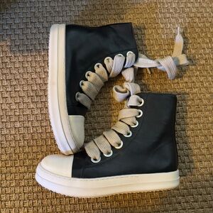 Black faux leather High-Top Sneakers